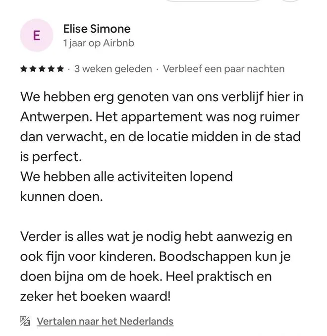Airbnb guest review