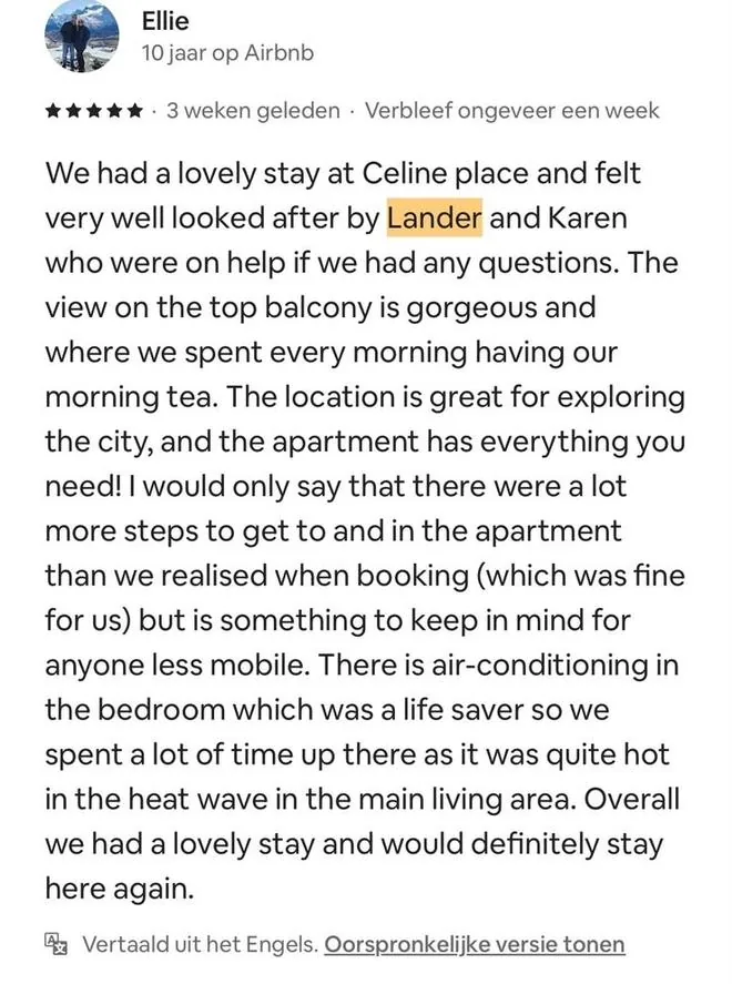 Airbnb guest review